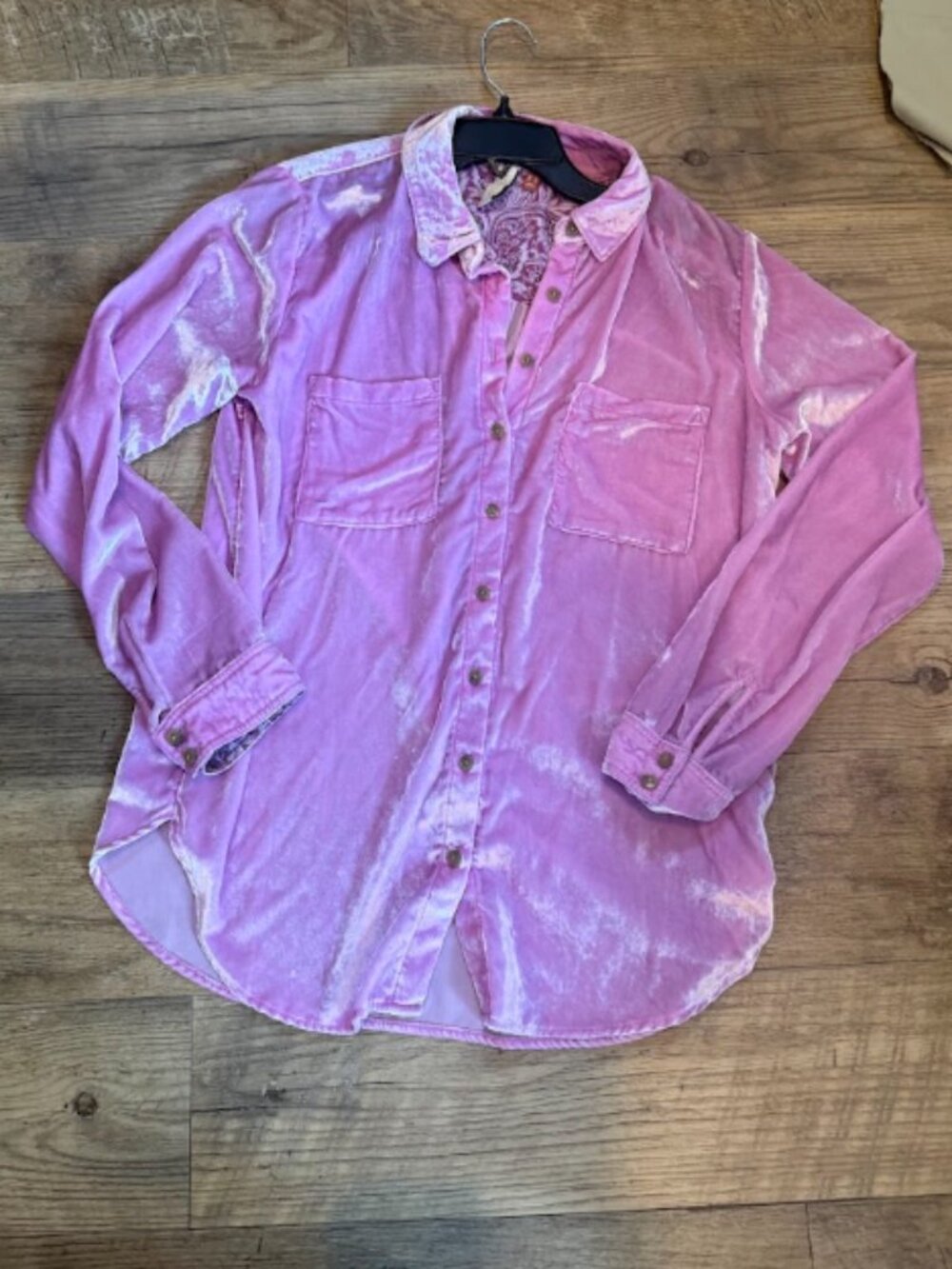 Pilcro Hadley Velvet Relaxed Buttondown Shirt Size 6